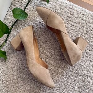 Paul Green RENDI POINTED TOE‎ Suede Block LOW Heel NEUTRAL WOMEN 6 CHAMPAGNE